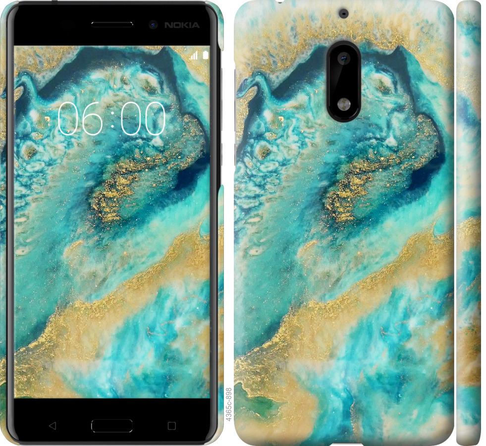 Чехол на Nokia 6 Green marble
