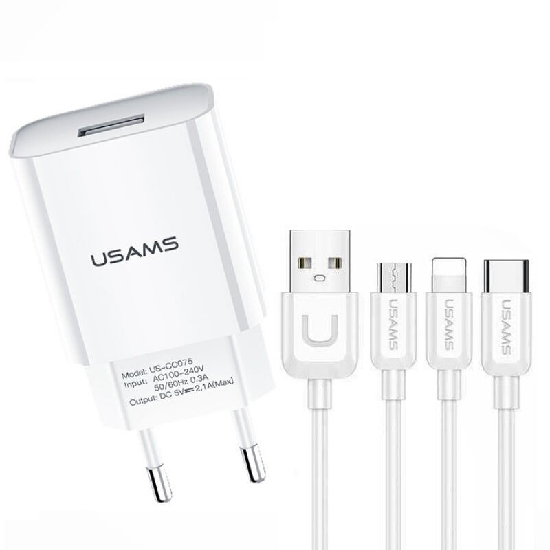 МЗП USAMS-LT T18 Single USB Travel Charger (EU) +3IN1 Charging Cable-U Turn Seriesдля Зарядные устройства (Білий)
МЗП USAMS-LT T18 Single USB Travel Charger (EU) +3IN1 Charging Cable-U Turn Seriesдля Зарядные устройства (Білий)