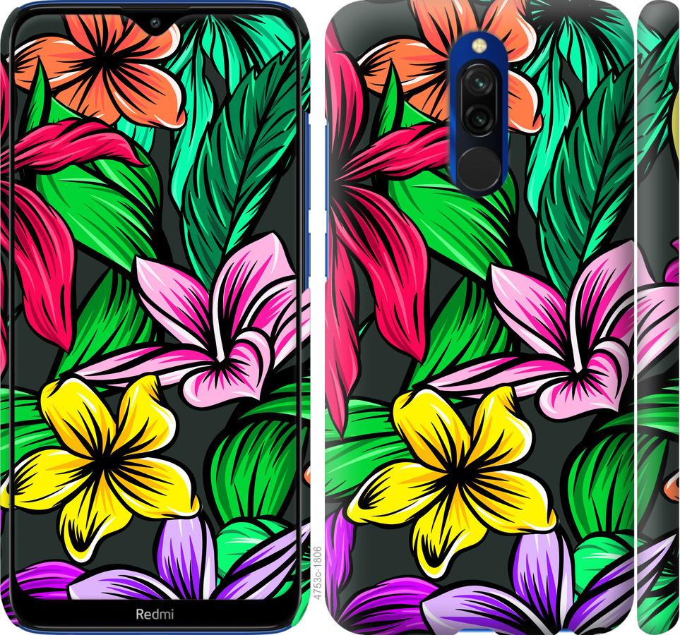 Чехол на Xiaomi Redmi 8 Тропические цветы 1