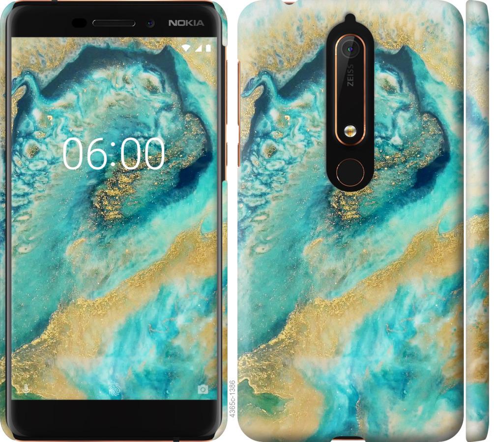 

Чехол на Nokia 6 2018 Green marble