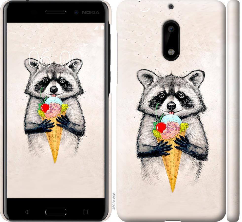 

Чохол на Nokia 6 Єнот з морозивом