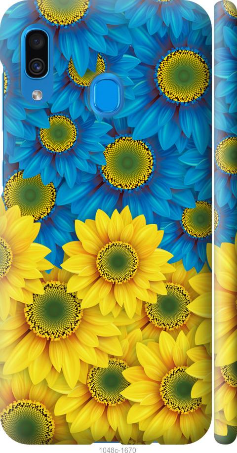 Чехол на Samsung Galaxy A30 2019 A305F Жёлто-голубые цветы