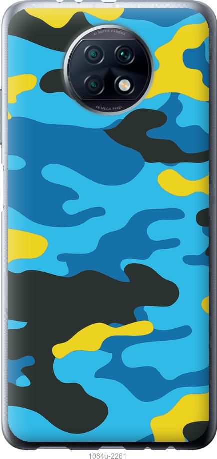 Чехол на Xiaomi Redmi Note 9T Желто-голубой камуфляж