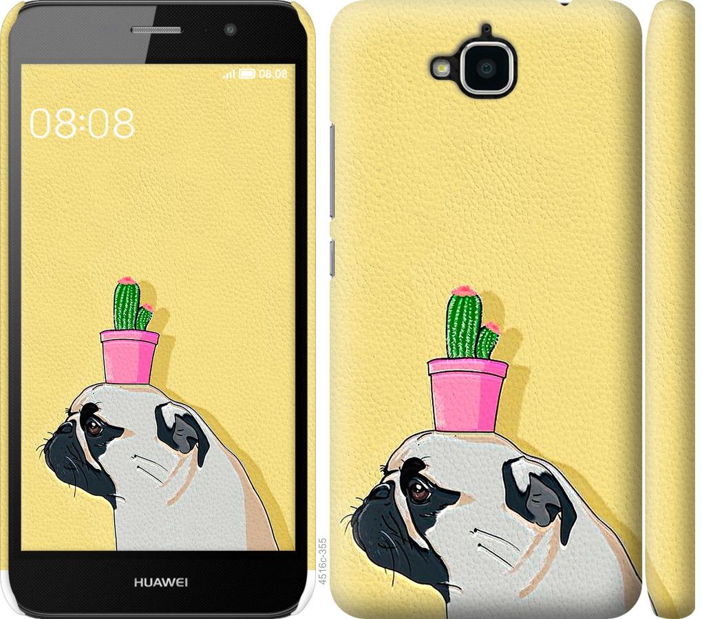 

Чохол на Huawei Y6 Pro Мопс з кактусом
