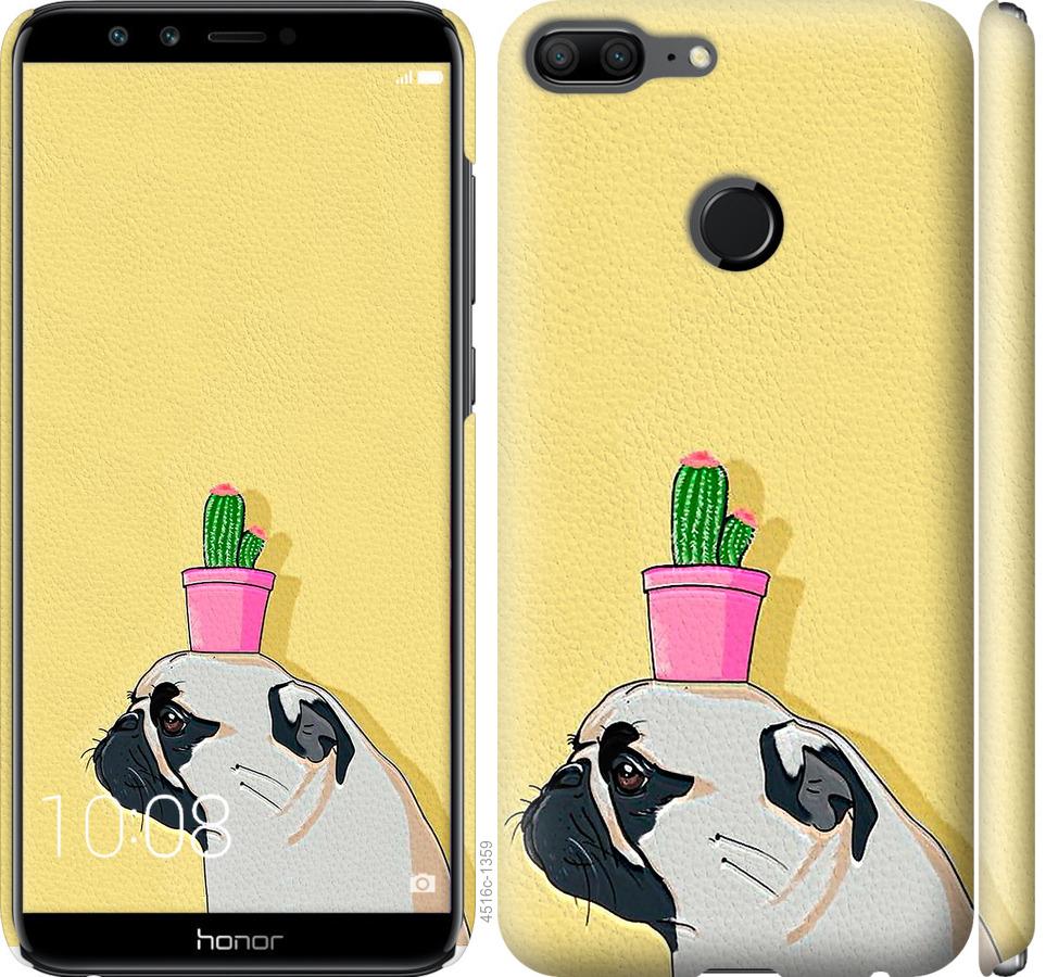 

Чохол на Huawei Honor 9 Lite Мопс з кактусом