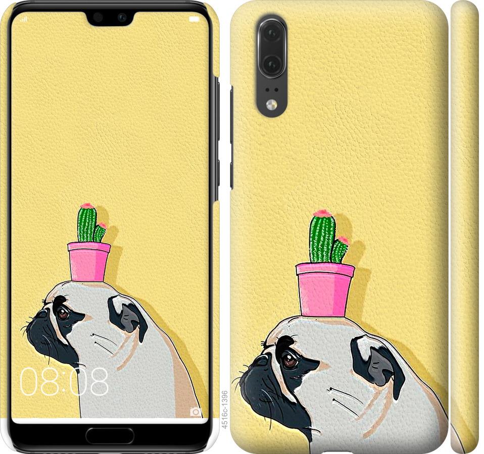 

Чохол на Huawei P20 Мопс з кактусом