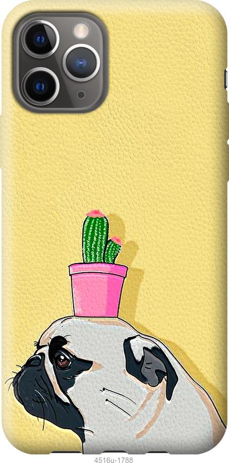 Чохол на iPhone 12 Pro Мопс з кактусом