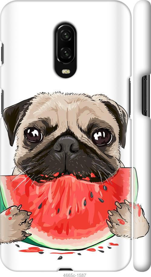 

Чехол на OnePlus 6T Мопс и арбуз