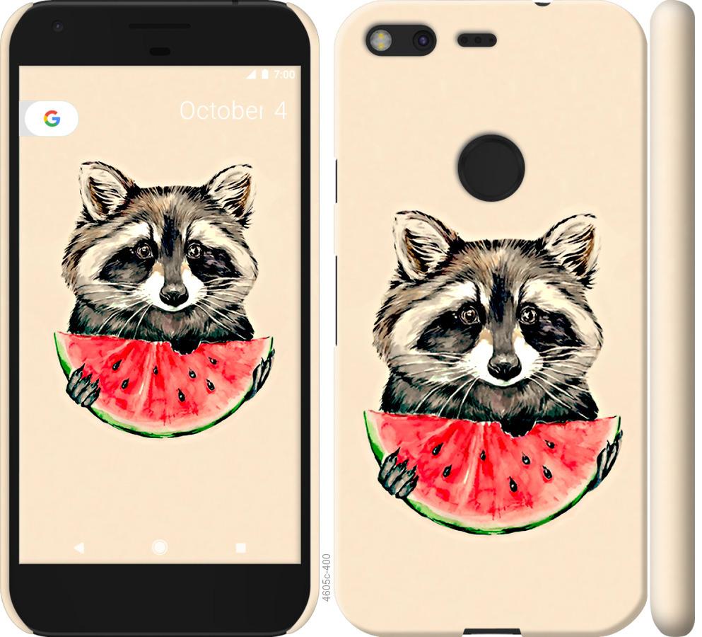 

Чехол на Google Pixel Енотик с арбузом