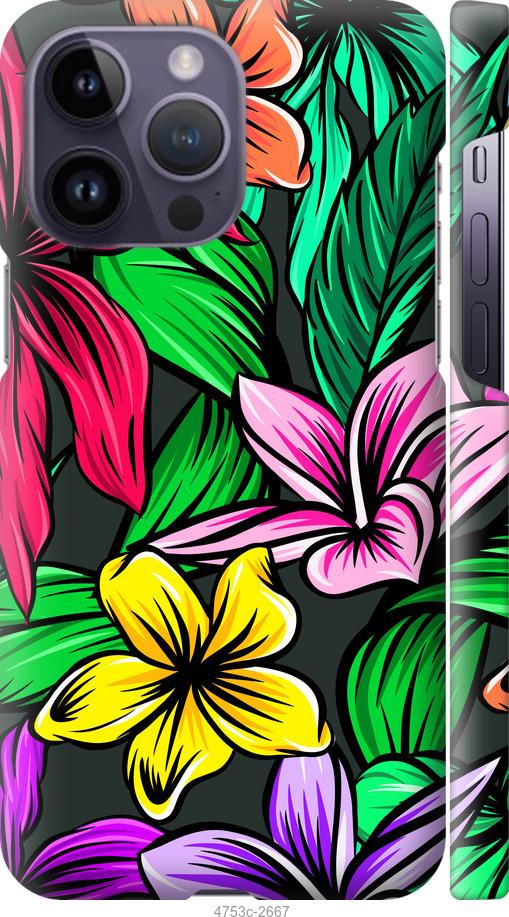 Чехол на iPhone 14 Pro Max Тропические цветы 1