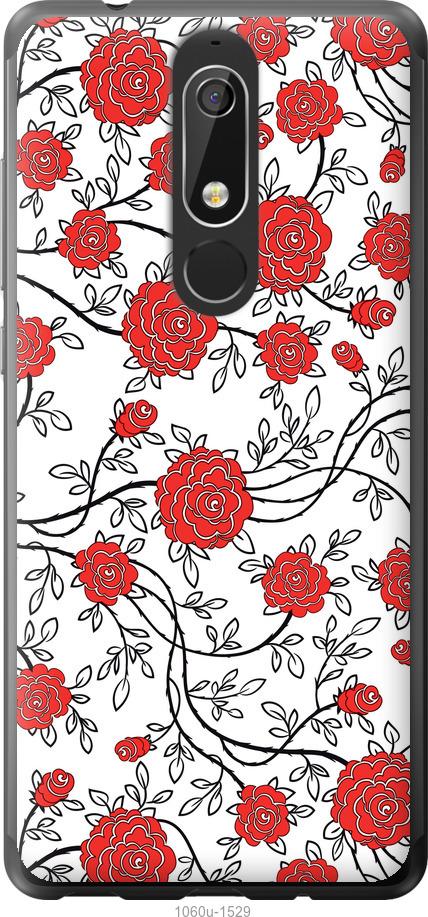 

Чехол на Nokia 5.1 Красные розы на белом фоне