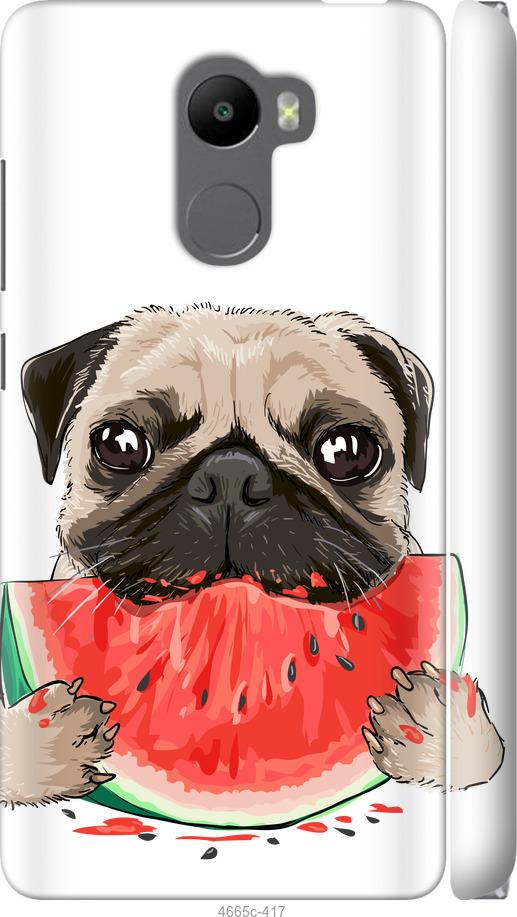 

Чехол на Xiaomi Redmi 4 Мопс и арбуз