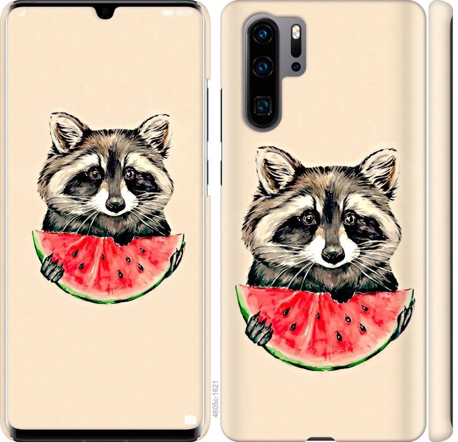 

Чехол на Huawei P30 Pro Енотик с арбузом