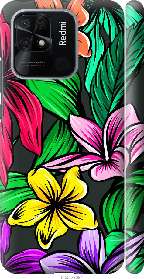 Чохол на Xiaomi Redmi 10C Тропічні квіти 1