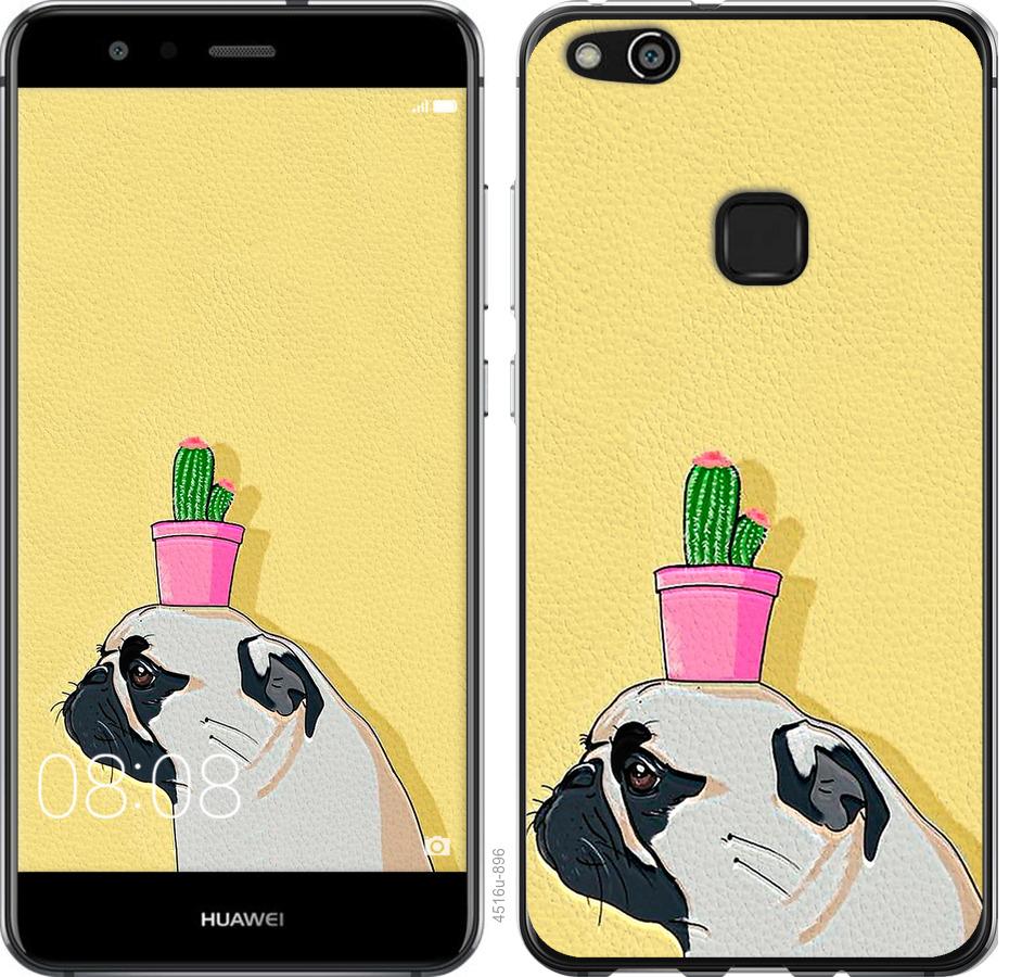 

Чохол на Huawei P10 Lite Мопс з кактусом