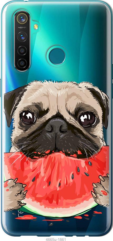

Чехол на Realme 5 Pro Мопс и арбуз