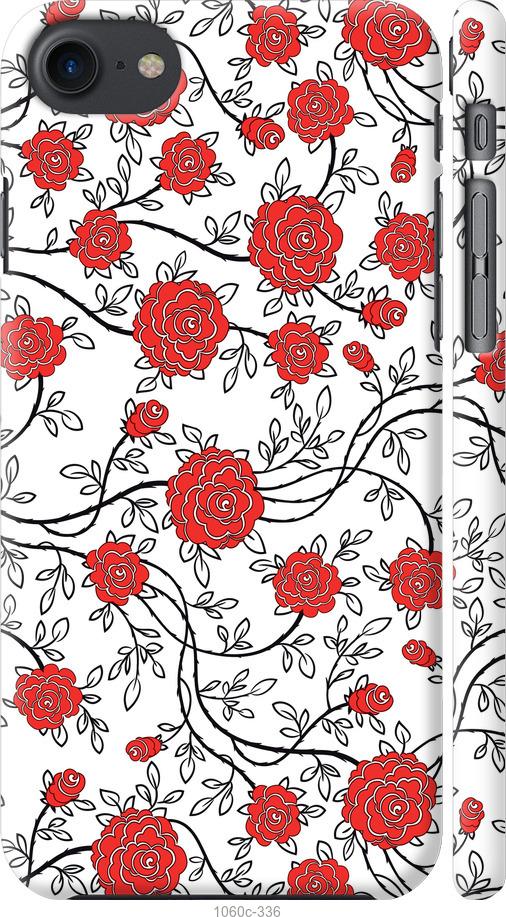 Чехол на iPhone 7 Красные розы на белом фоне