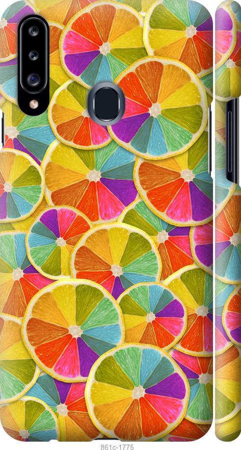 Чехол на Samsung Galaxy A20s A207F Разноцветные дольки лимона