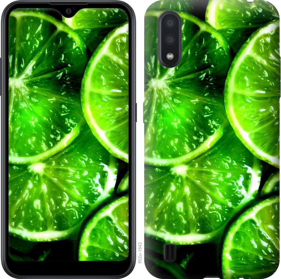 Чехол на Samsung Galaxy A01 A015F Зелёные дольки лимона