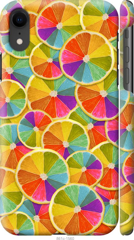 Чехол на iPhone XR Разноцветные дольки лимона