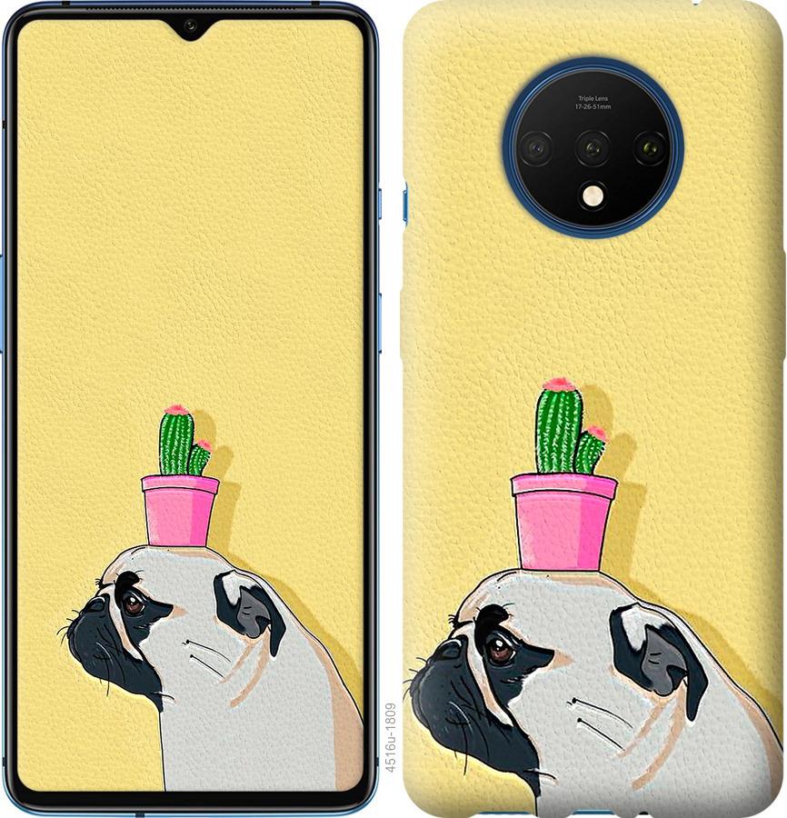 

Чохол на OnePlus 7T Мопс з кактусом