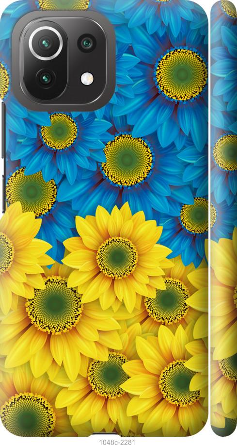 Чехол на Xiaomi Mi 11 Lite Жёлто-голубые цветы