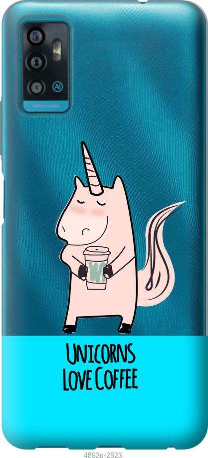 

Чохол на ZTE Blade A71 Єдиноріжок з кавою