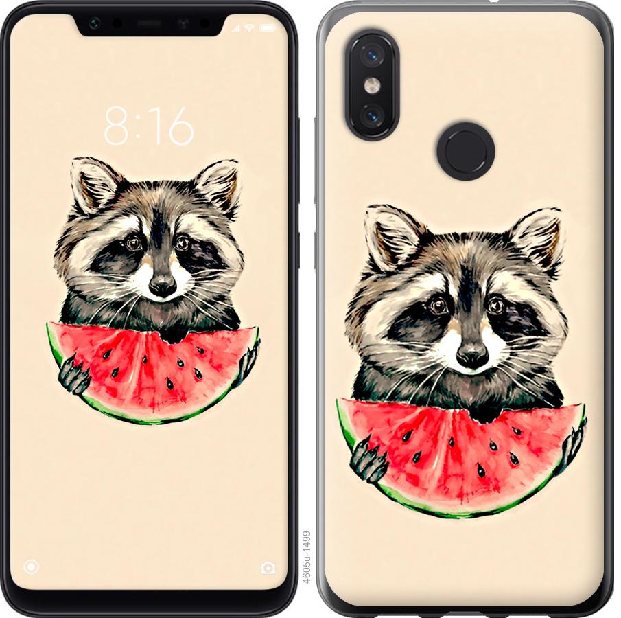 

Чехол на Xiaomi Mi8 Енотик с арбузом