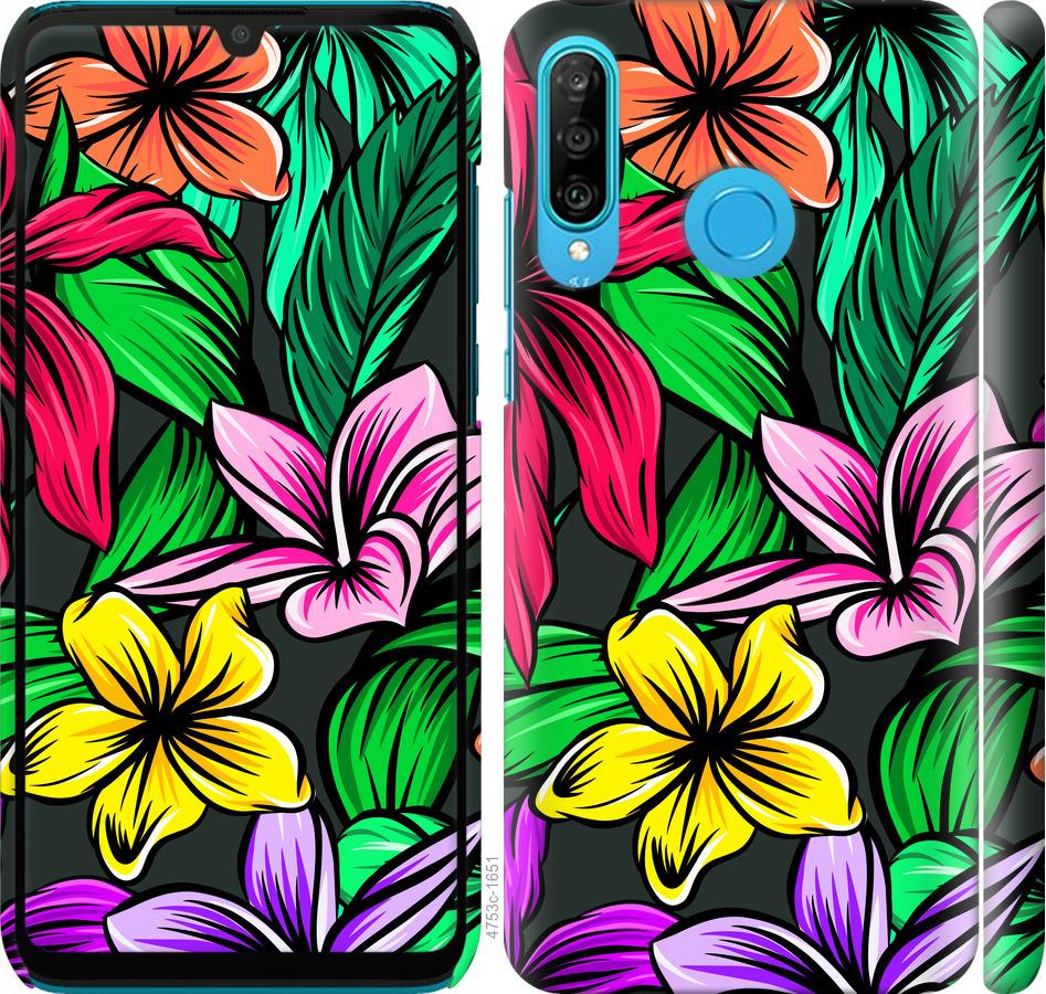 

Чехол на Huawei P30 Lite Тропические цветы 1