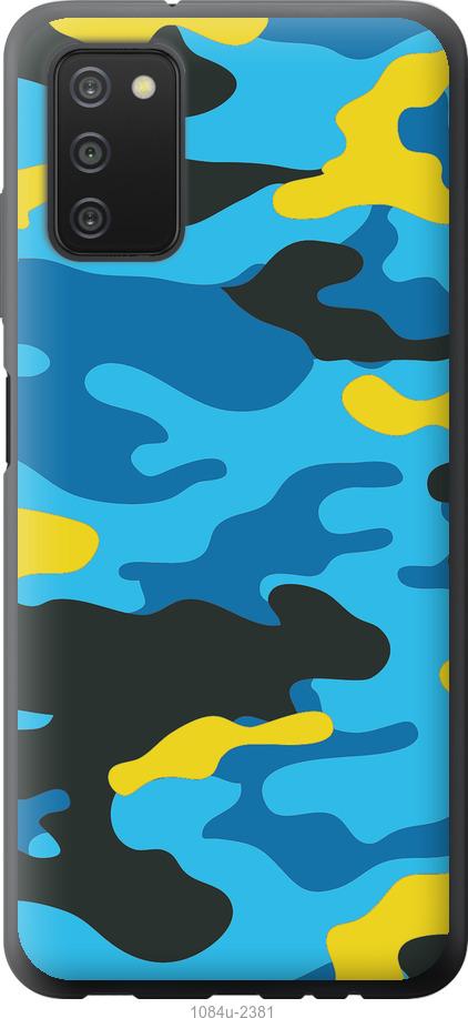 Чехол на Samsung Galaxy A03s A037F Желто-голубой камуфляж