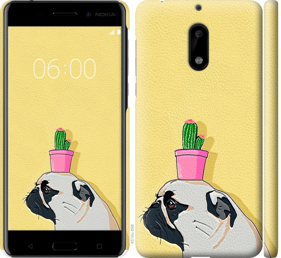 

Чохол на Nokia 6 Мопс з кактусом