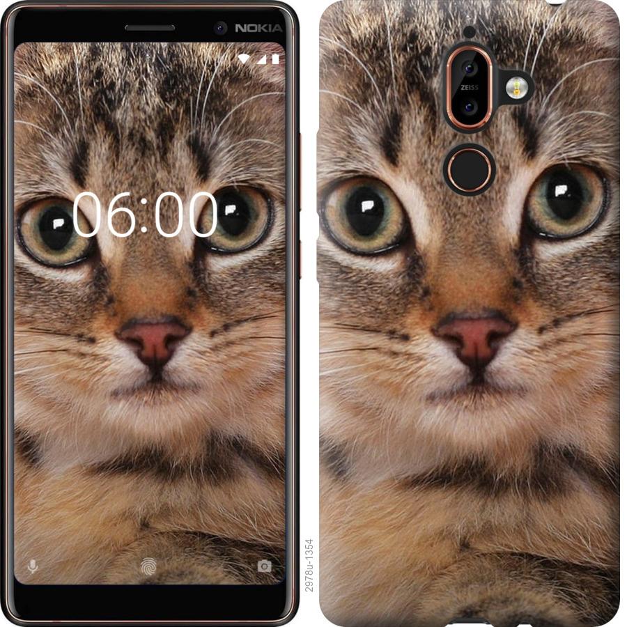

Чехол на Nokia 7 Plus Полосатый котик