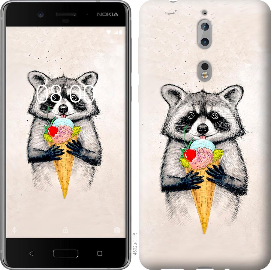 

Чохол на Nokia 8 Єнот з морозивом