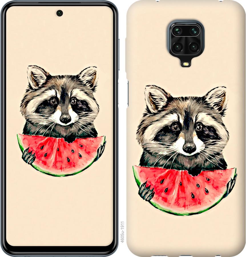 

Чехол на Xiaomi Redmi Note 9 Pro Енотик с арбузом