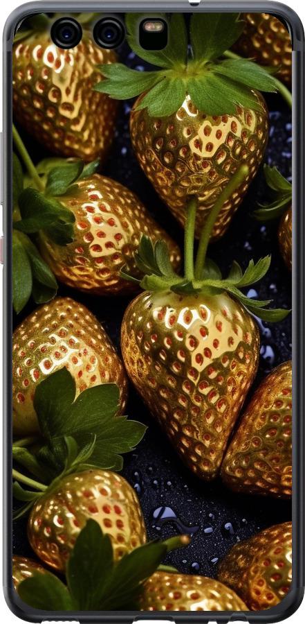 

Чехол на Huawei P10 Золотая клубника