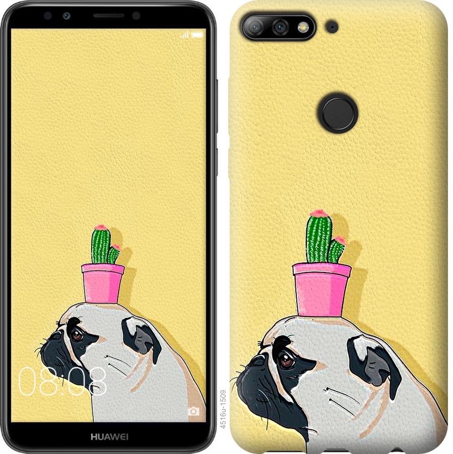 

Чохол на Huawei Y7 Prime 2018 Мопс з кактусом