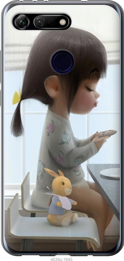 

Чехол на Huawei Honor View 20 Милая девочка с зайчиком