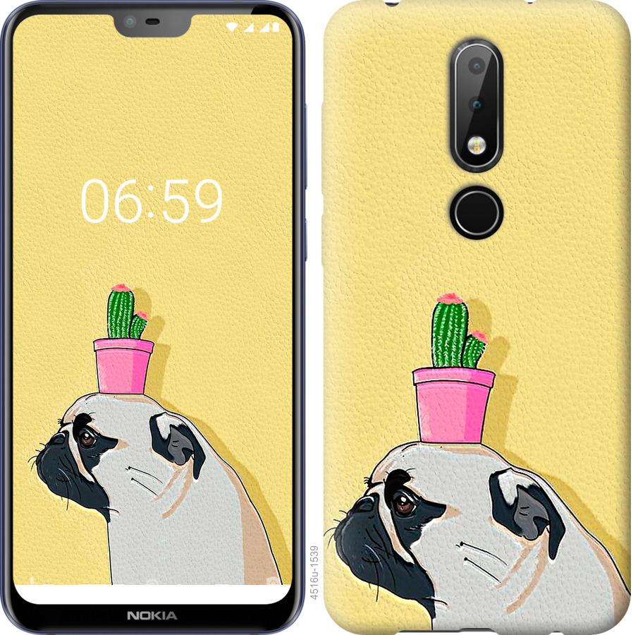 

Чохол на Nokia 6.1 Plus Мопс з кактусом