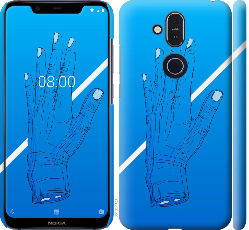

Чехол на Nokia 8.1 Синий, Рука, Линия, Градиент, Зомби, Глубина
