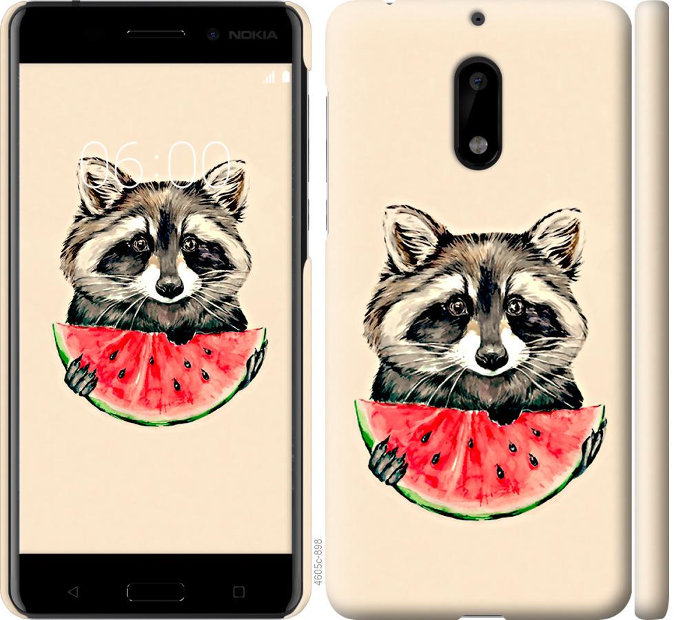 

Чехол на Nokia 6 Енотик с арбузом