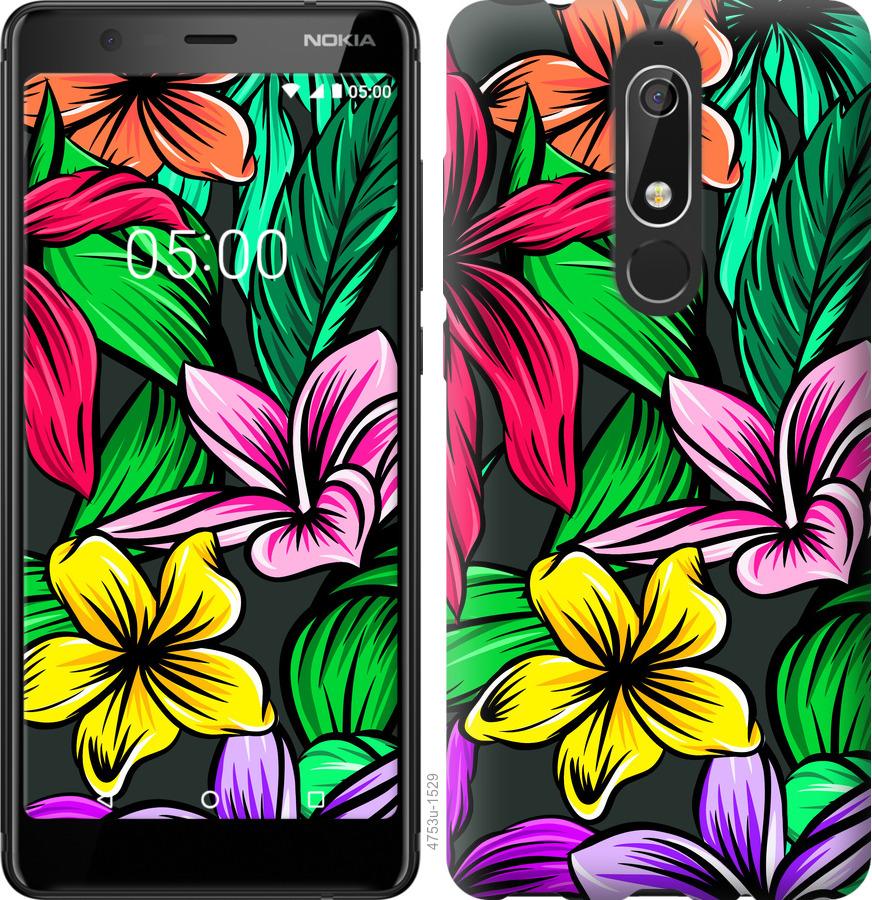 

Чехол на Nokia 5.1 Тропические цветы 1