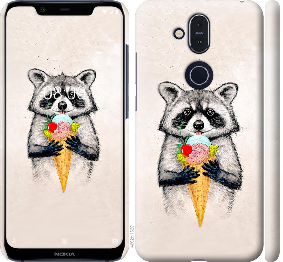 

Чохол на Nokia 8.1 Єнот з морозивом