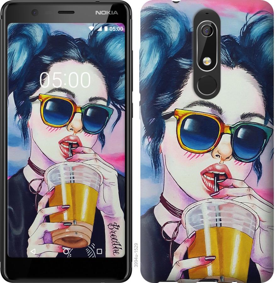 

Чехол на Nokia 5.1 Арт-девушка в очках