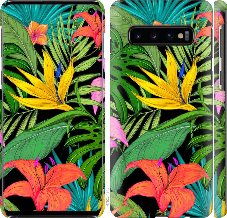 Чехол на Samsung Galaxy S10 Тропические листья 1