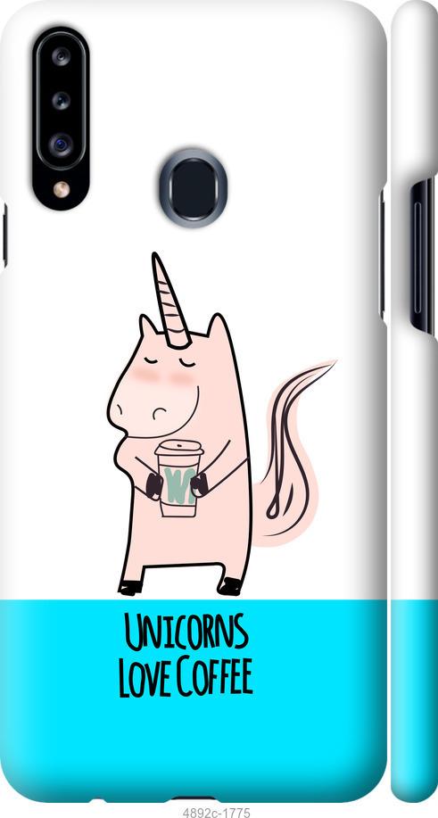 

Чохол на Samsung Galaxy A20s A207F Єдиноріжок з кавою