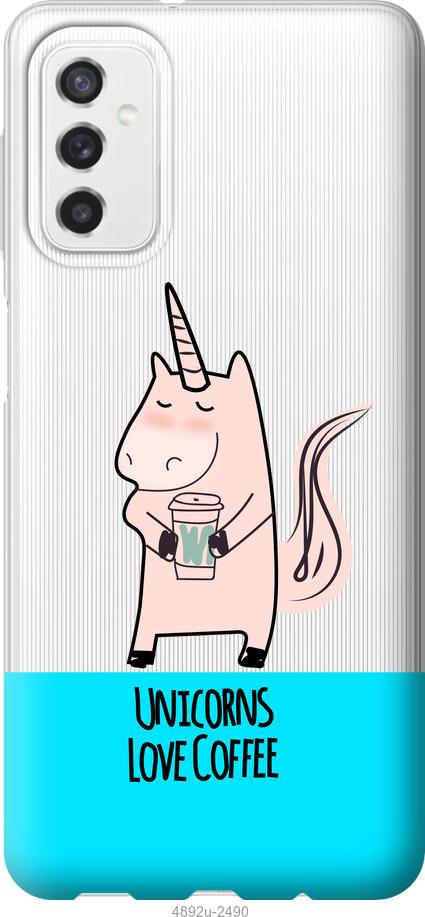 

Чехол на Samsung Galaxy M52 M526B Единорожек с кофе