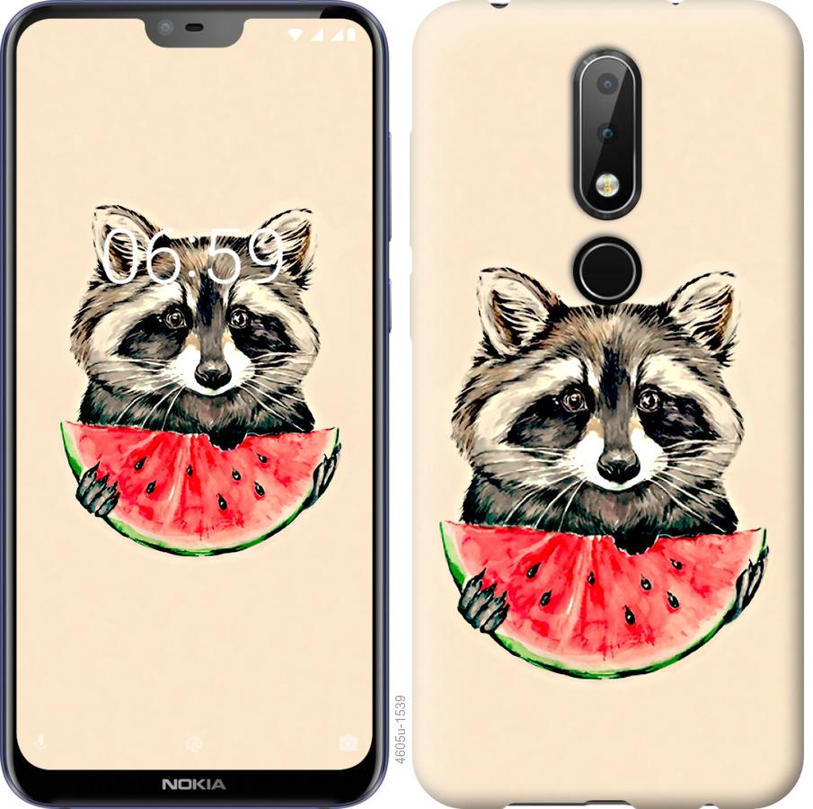

Чехол на Nokia 6.1 Plus Енотик с арбузом