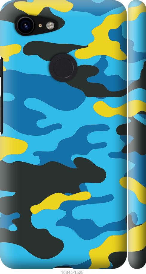 

Чехол на Google Pixel 3 Желто-голубой камуфляж