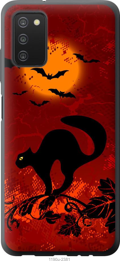 

Чехол на Samsung Galaxy A03s A037F Чёрная кошка под луной