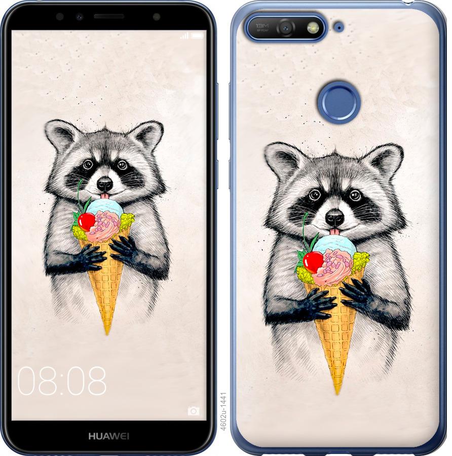 

Чохол на Huawei Y6 Prime 2018 Єнот з морозивом